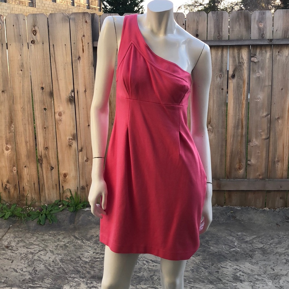 Lined one shoulder pink Trina Turk dress